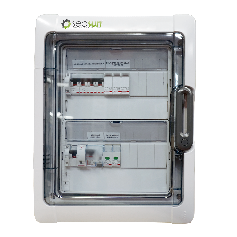 Quadro elettrico fotovoltaico unicobox di colore grigio